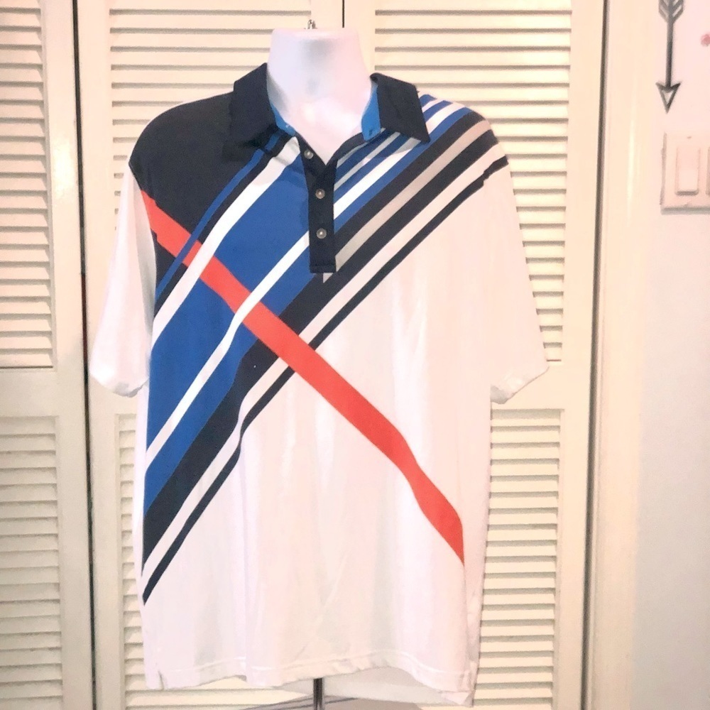 Slazenger Polo White, Blue and Orange XXL